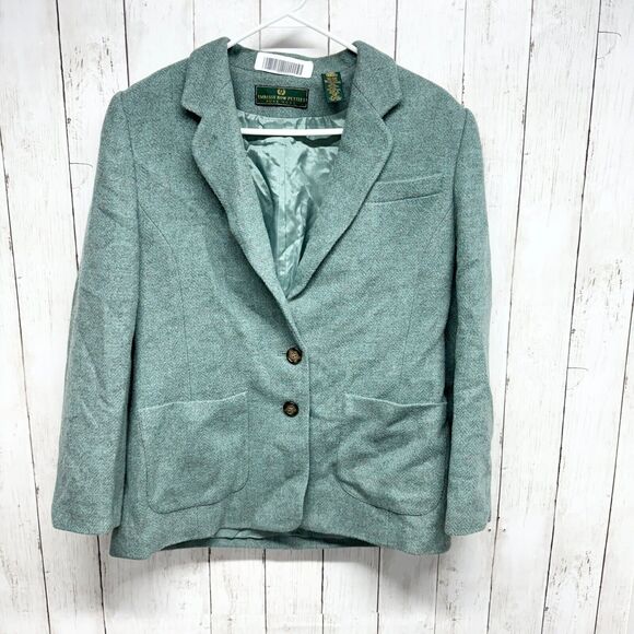 Embassy Row Petites Jacket Women Size 12P 100% Wool Button Up Teal Green Blazer - Picture 1 of 3